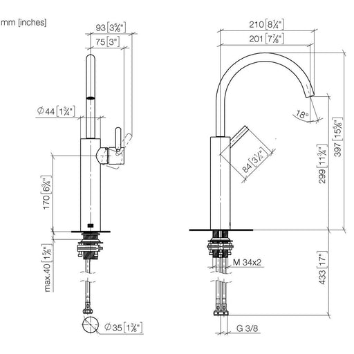 Dornbracht - WT-EHM mit erhöhtem Standfuß META 33534661 chrom