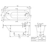 VILLEROY & BOCH - Badewanne Oberon 1700x750x475mm re-eckig m. Sys AP TP2 MT Weiß Alpin