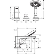 Hansgrohe - 3-Loch Wannenmischer METROPOL F-Set chrom Wannenrandmontage