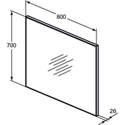 Ideal Standard - Spiegel MIRROR&LIGHT, m.Rahmen, 800x26x700mm