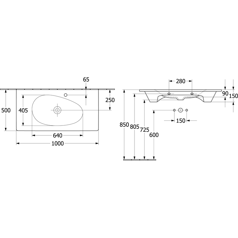 VILLEROY & BOCH - SchrankWT Antao 1000x500mm re-eckig 1HL. m. verd. ÜL. Weiß Alpin cplus