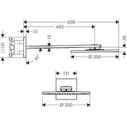 Hansgrohe - Kopfbrause 300 2jet Axor mattschwarz mit Brausearm