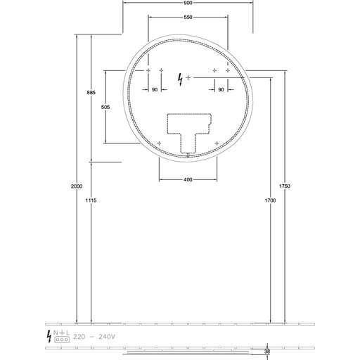 VILLEROY & BOCH - Spiegel Antao A47690 900x885x38mm mit Beleuchtung