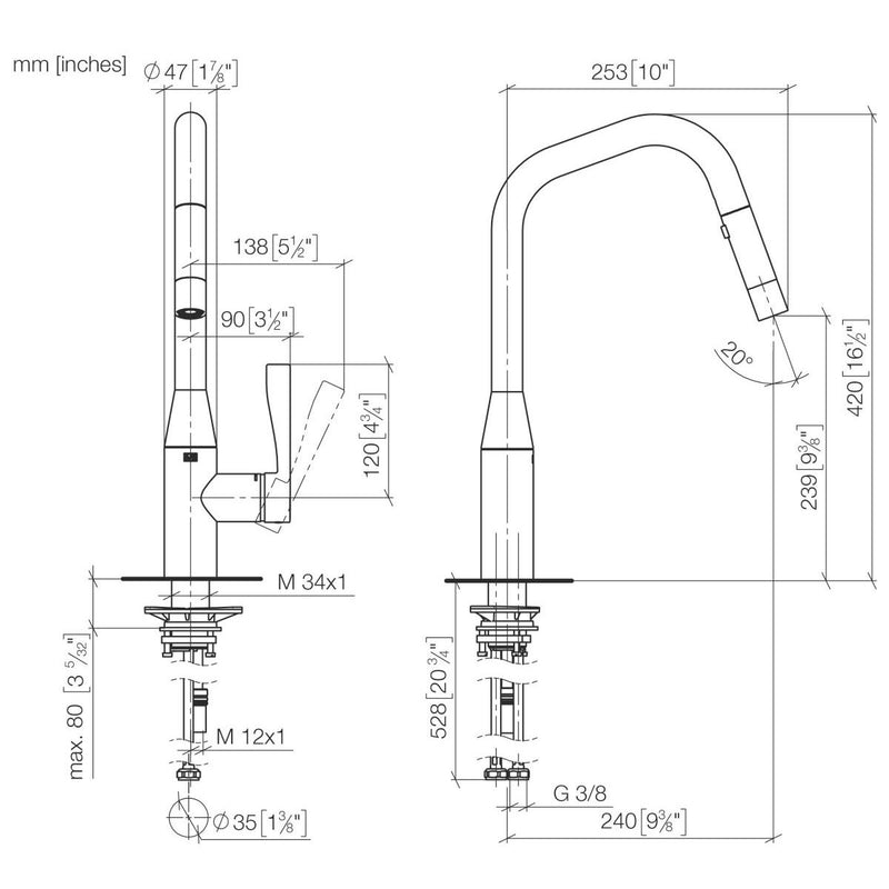 Dornbracht - EHM Pull-down mit Brausefunktion Sync 33875895 chrom