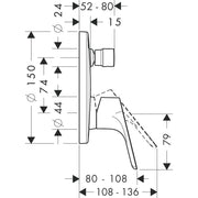 Hansgrohe - Fertigset Wannen EHM UP FOCUS 31946000 chrom m.Sicherungskombination