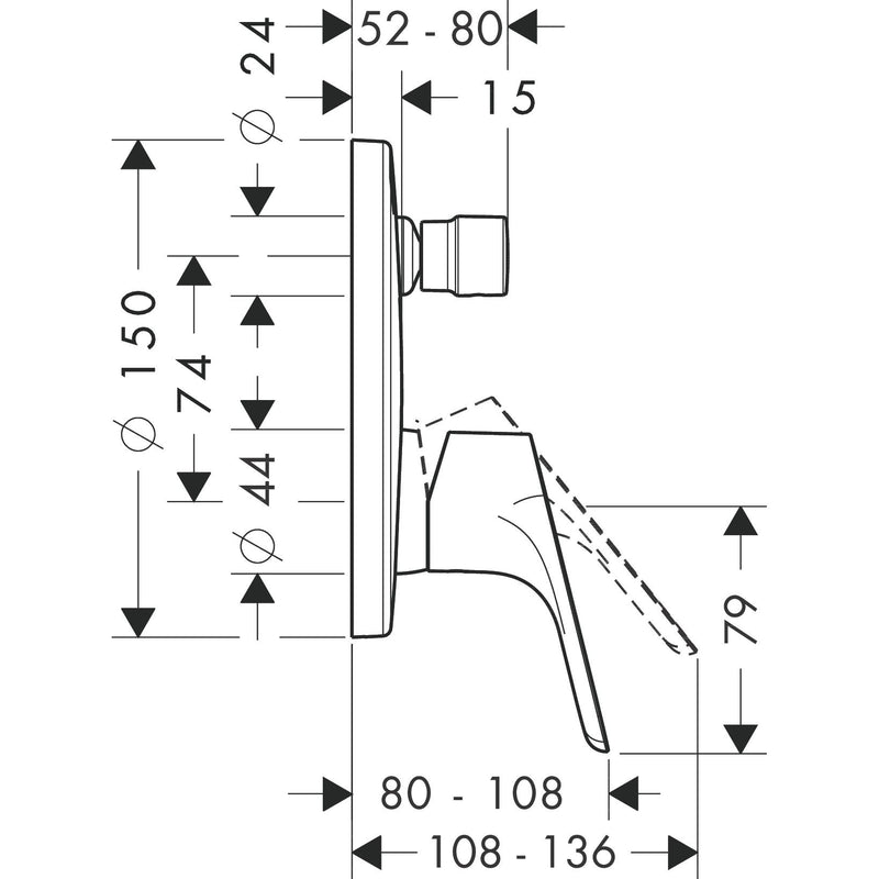 Hansgrohe - Fertigset Wannen EHM UP FOCUS 31946000 chrom m.Sicherungskombination