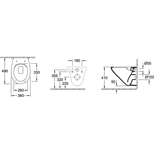VILLEROY & BOCH - Combi-Pack O.novo 7667HR 360x490x350 mm ov wandh. Abg. waagr. DF we Alpin