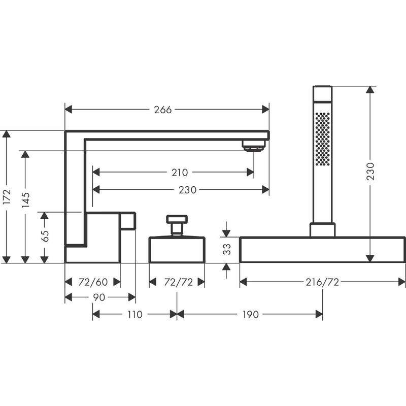 Hansgrohe - 3-Loch Wannenmischer AXOR Edge F-Set Diamantschliff chrom Wannenrandmontage