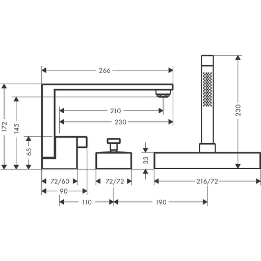 Hansgrohe - 3-Loch Wannenmischer AXOR Edge F-Set Diamantschliff chrom Wannenrandmontage