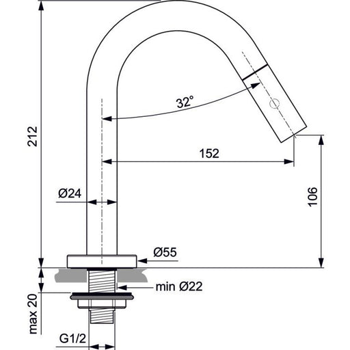 Ideal Standard - Standventil IDEALSTREAM Ausld. 152mm, Chrom