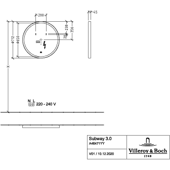 VILLEROY & BOCH - Spiegel Subway 3.0 910x910x45mm mit Beleuchtung White Matt