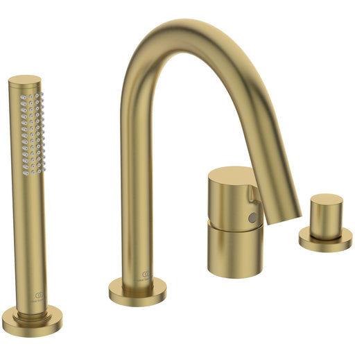 Ideal Standard - 4-Loch Wannenrandarm. JOY, m.Auslauf, Stab-HB u.Umsteller, Brushed Gold