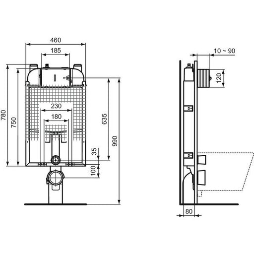 Ideal Standard - WC-Element 80 M PROSYS, mechanisch, Nassbau