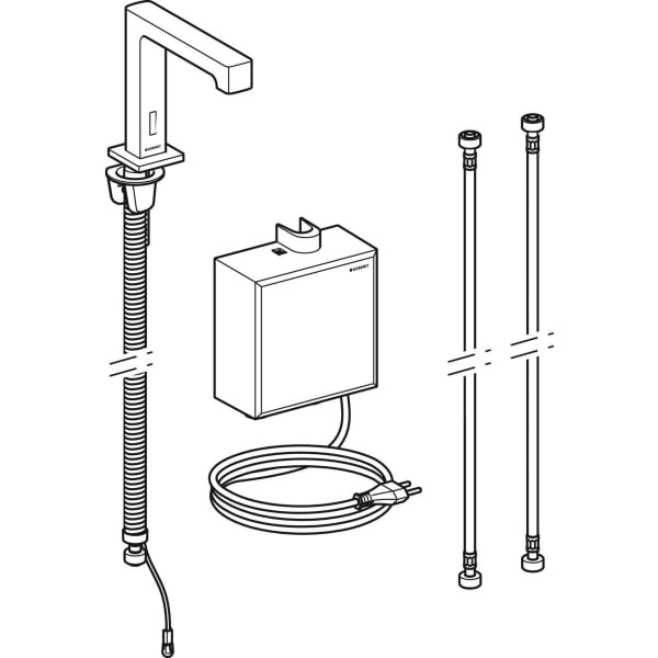 Geberit Vertriebs - Brenta WT-Arm., Standmontage, Netz mit AP-Funkt.Box, m.Misch., schwarz matt