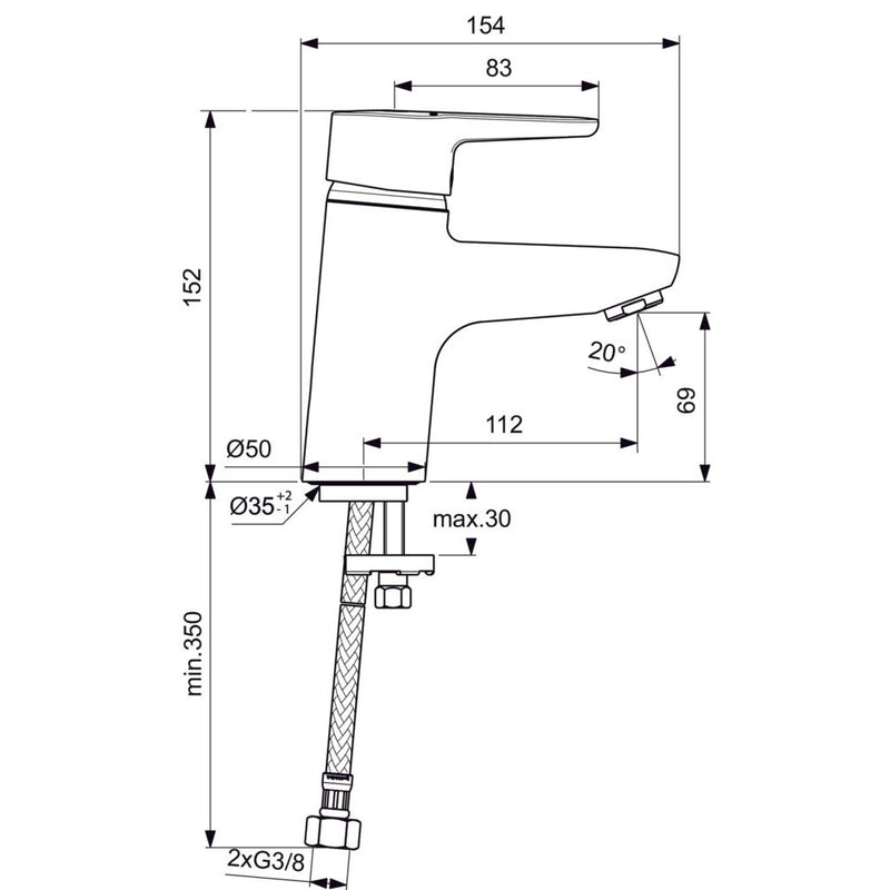 Ideal Standard - Waschtisch EHM CONNECT BLUE B9917 ohne Ablaufgarnitur chrom