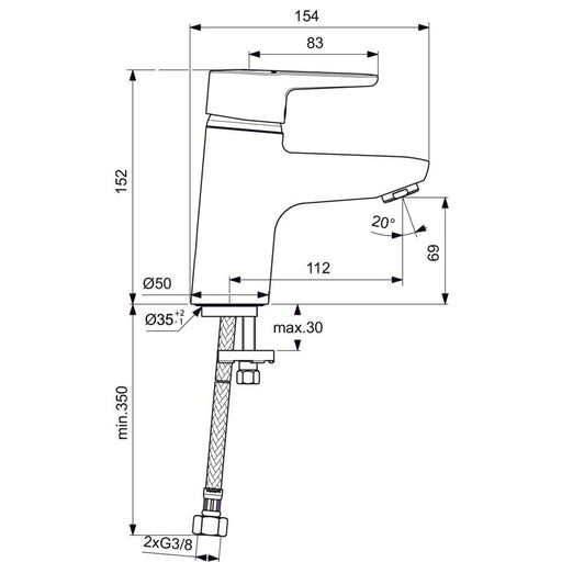 Ideal Standard - Waschtisch EHM CONNECT BLUE B9917 ohne Ablaufgarnitur chrom