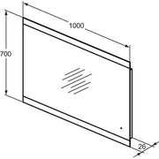 Ideal Standard - Spiegel MIRROR&LIGHT, 55W, m. seitl. Ambientelicht, 1000x26x700mm