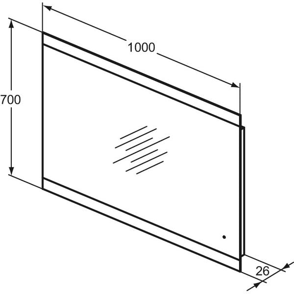 Ideal Standard - Spiegel MIRROR&LIGHT, 55W, m. seitl. Ambientelicht, 1000x26x700mm