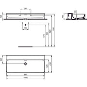 Ideal Standard - Waschtisch CONCA, o.Hl., m.Ül., 1000x450x165mm, geschliffen, Weiß