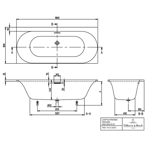 VILLEROY & BOCH - Badewanne Loop&Friends 1800x800x470mm