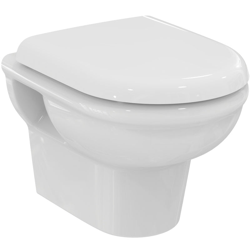 Ideal Standard - Wand-WC-Kombipaket EXACTO,o.Spülrand, mit Softclosing, 355x480x350mm, Weiß
