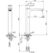 Ideal Standard - WT-Armatur CONNECT AIR,m.verl.Sockel, o.Ablgarn., Ausld.150mm, Magnetic grey