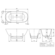 VILLEROY & BOCH - Badewanne Antheus 1550x750x620mm Solo Freistehend Stone White