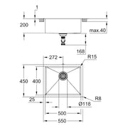 Grohe - Unterbau-Edelstahlspüle K700 31574_1 1 Becken 550x450mm