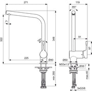 Ideal Standard - Küchenarmatur CERALOOK, ND, m.hohem Auslauf, Ausld.225mm, Chrom