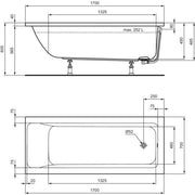 Ideal Standard - Körperform-Badewanne CONNECT AIR, 1700x700x475mm, Weiß