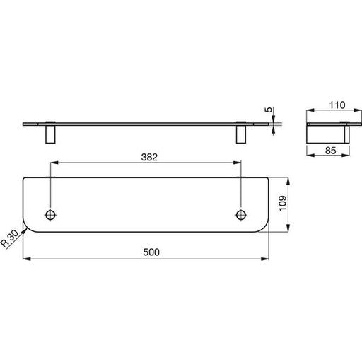 Ideal Standard - Glasablage CONNECT 500mm N1392AA chrom