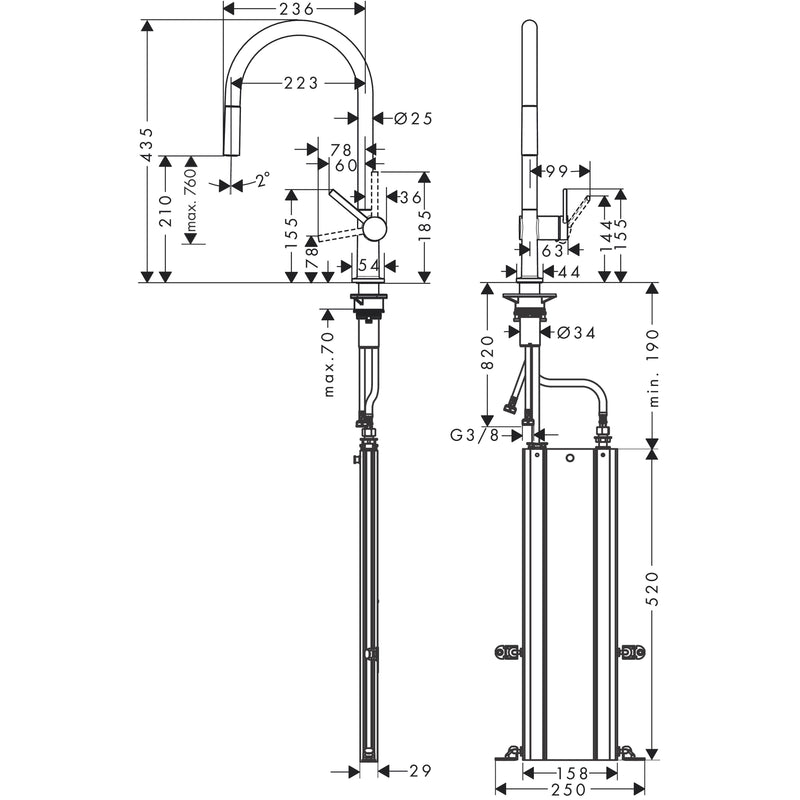 Hansgrohe - Spültischmischer 210 TALIS M54 Ausziehauslauf 1jet sBox chrom
