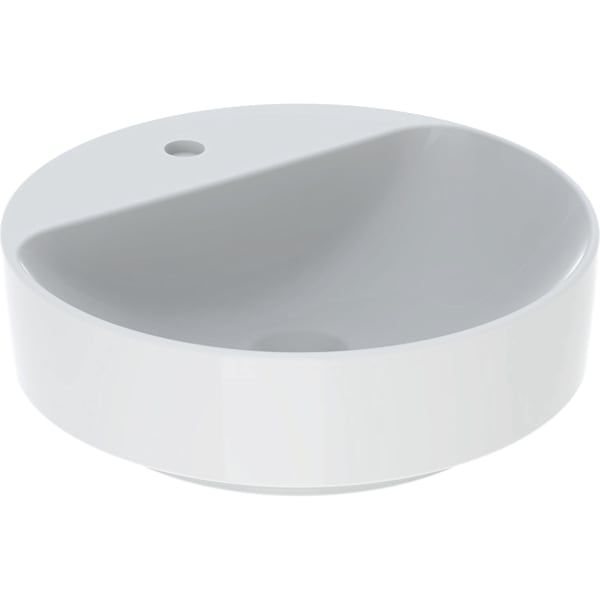 Geberit Vertriebs - Aufsatz-WT VARIFORM, rund, d:450mm mit Hahnloch, ohne Überlauf, weiß