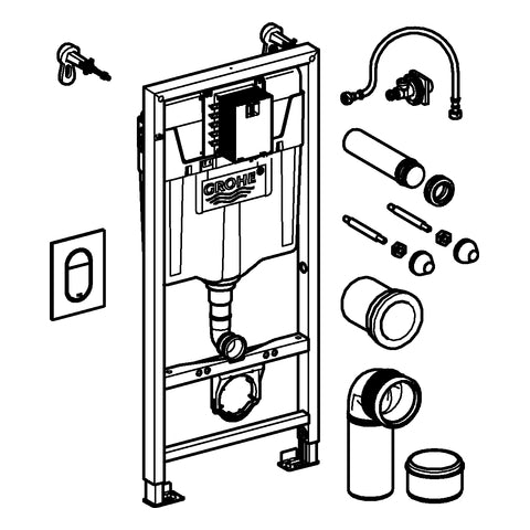 Grohe - 3-in-1 Set für WC RAPID SL 39504 BH1,13m Arena CS Betät. chrom/Wandwinkel