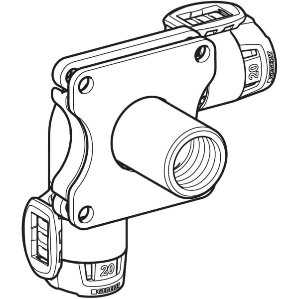 Geberit Vertriebs - FlowFit Eckwanddurchführung 90Gr RG+ d20-Rp1/2-d20