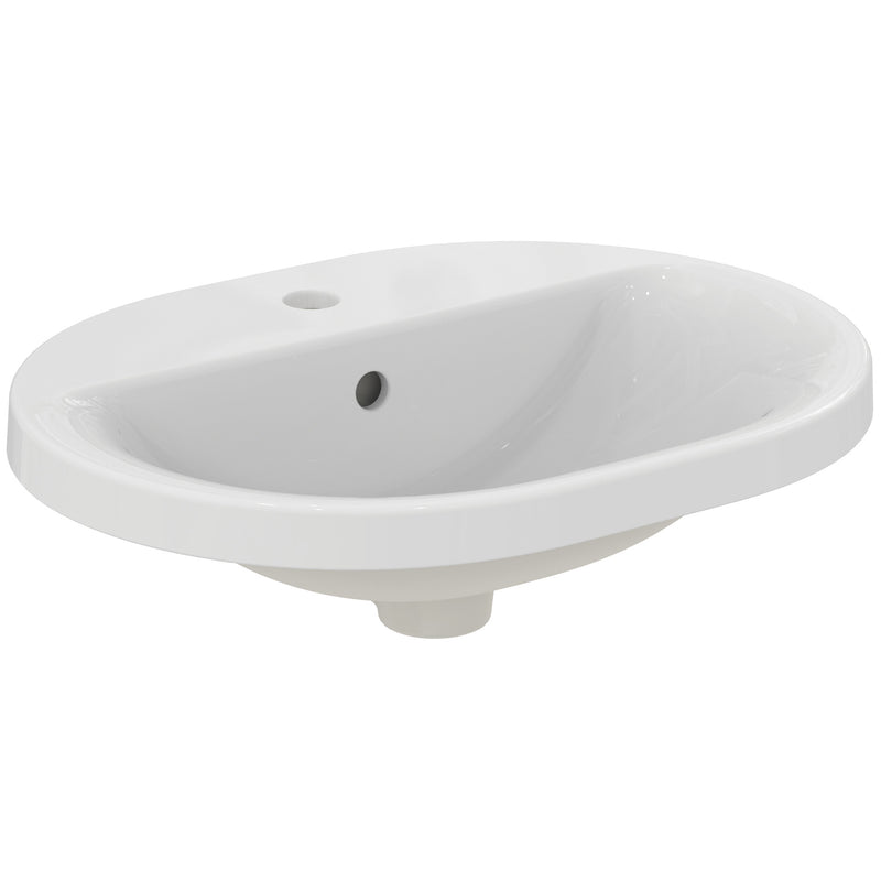 Ideal Standard - Einbauwaschtisch CONNECT, oval, 1Hl., m.Ül., 550x430x175mm, Weiß