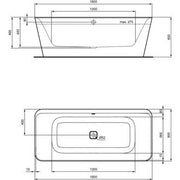 Ideal Standard - Duo-Badewanne TONIC II, freist,m.Abl, m.Füller,1800x800x600mm, Schwarz Matt