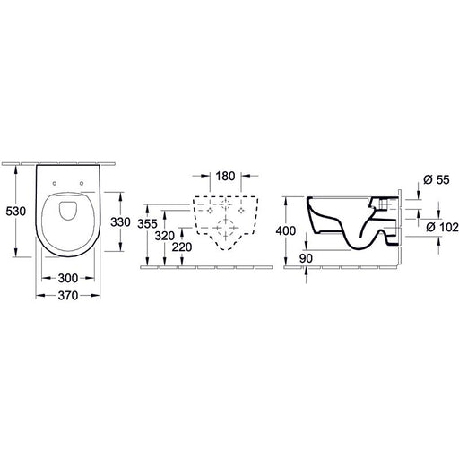 VILLEROY & BOCH - Wand-Tiefspülklosett DirectFlushA18 CeramicPlus m. WC-Sitz Typ 4657HRR1 weiß