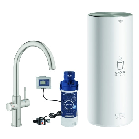 Grohe - Armatur und Boiler RED Duo 30079 L-Size C-Auslauf supersteel