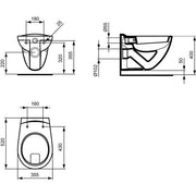Ideal Standard - Wandflachspül-WC EUROVIT, 355x520x370mm, Weiß