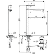 Ideal Standard - WT-Armatur CONNECT AIR,m.verl.Sockel, m.Ablgarn., Ausld.150mm, Blizzard silver