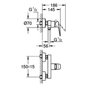 Grohe - EH-Brausebatterie Cubeo 101824 Wandmontage matt black