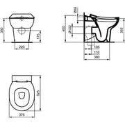 Ideal Standard - Stand-T-WC CONTOUR21 SCHOOLS,rimless, Abg.außen waagr.,360x520x400mm, Weiß