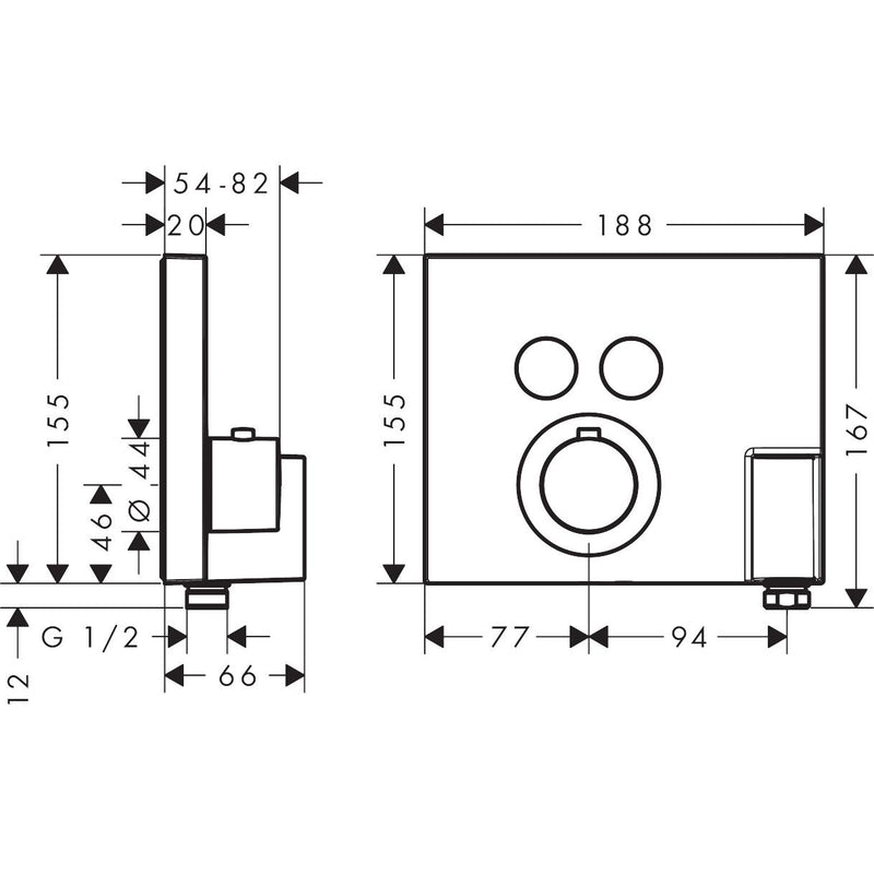 Hansgrohe - Thermostat UP AXOR Showerselect FS 2 Verbr.quadr.chr.mit Fixfit u.Porter