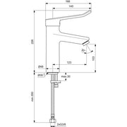 Ideal Standard - WT-Armatur CERAPLUS 2, Grande m.Bügelgriff,o.Ablgarn.,Ausld.123mm, Chr