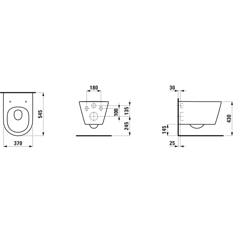 LAUFEN - Pack T-WC wandh+Sitz K-LAUFEN 545x370 spülrandlos verd. Bef. weiß Silent Flush