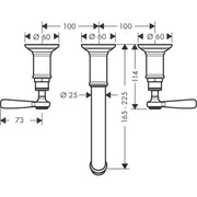 Hansgrohe - 3-Loch Waschtischarmatur AXOR Montreux Wand Fertigset Hebelgriff BN