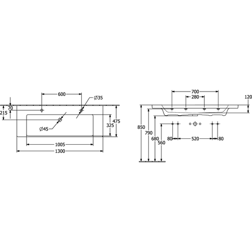 VILLEROY & BOCH - SchrankWT Subway 3.0 1300x470mm re-eckig 2HL. m. ÜL. Weiß Alpin cplus