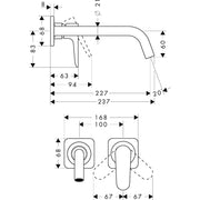Hansgrohe - Waschtisch EHM UP AXOR CITTERIO M 34116 chrom Fertigset langer Auslauf