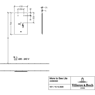 VILLEROY & BOCH - Spiegel More to See Lite A47745 450x750x24mm mit Beleuchtung